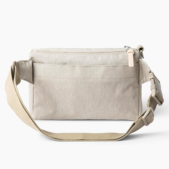 Dog Walk & Train Sling Bag - Hands-Free 2-In-1 Treat Pouch, Poop Bag Holder, Clicker, Phone Pocket - Crossbody/Fanny Pack, Adjustable Strap - Sand