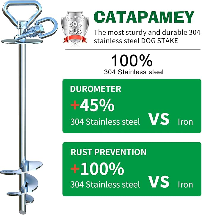 Dog Tie Out Cable and Stake,with 45FT Heavy Duty Cable,360° Swivel Dog Run Stake-No Tangle-Runner for Yard-Suitable for Large Dogs Up to 150 lbs-for Outdoor Camping