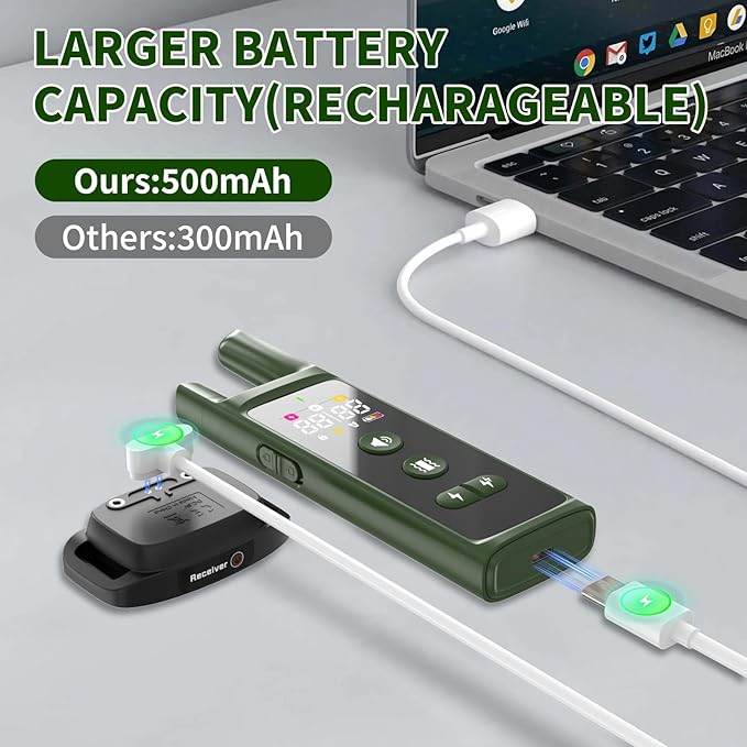 Dog Training Shock Collar 4000FT Dog Bark Collar with Remote IP67 Waterproof 4 Training Modes Beep Vibration Shock Light Mode Magnetic Charger Electric Dogs Collar 8-25 inches Double shock Olive Green