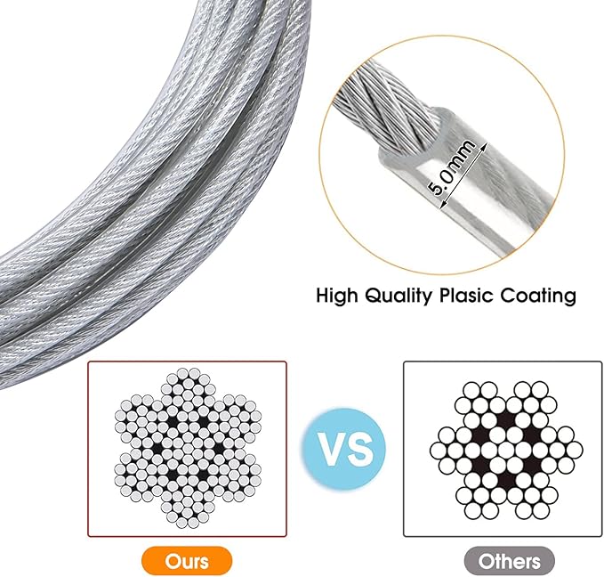 Dog Tie Out Cable for Dogs Outside Up to 125/250lbs,10/20/30/50FT Long Dog Leashe&Chains,Small-Large Dogs Runner Cable for Yard,Heavy Duty Dog Lead Line for Outdoor,Camping,Yard(250lbs 10FT, Silver)