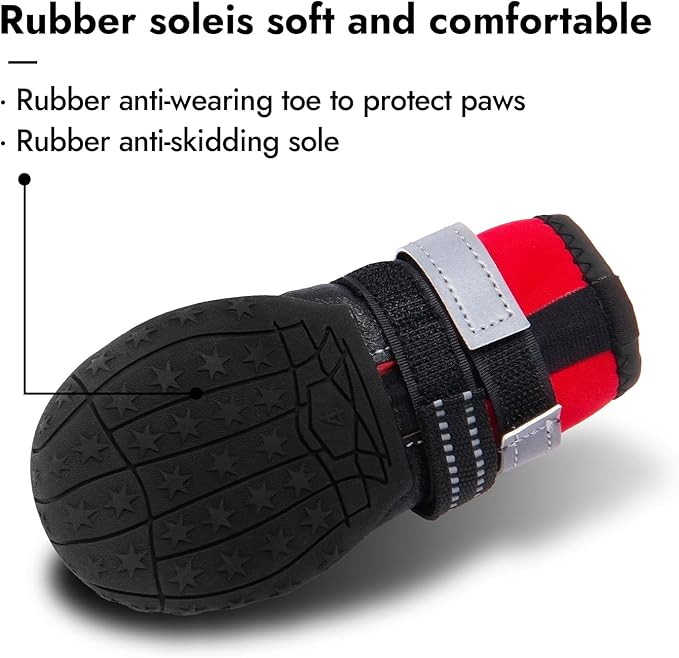 Dog Shoes for Large Dogs, Medium Dog Boots & Paw Protectors for Hardwood Floors, Outdoor Dog Booties for Hot Pavement Winter Snow Hiking, Waterproof Dog Shoes with Reflective (Red, 6# (L))