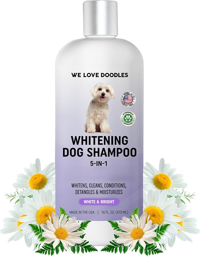 Whitening Dog Shampoo | Made in USA | Brightening Dogs Fur | White & Bright Hair | Removes Stains & Discoloration [We Love Doodles]