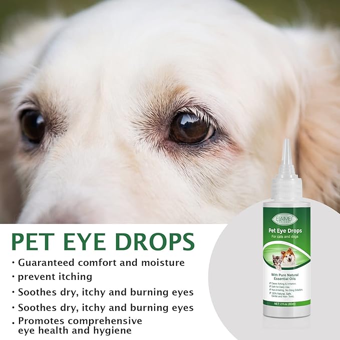 Dog Eye Drops, Eye Cleaner for Dogs & Cats Supports Eyes Infection Relief, Redness & Allergy Eyes Relief, Remove Tear Stain & Eye Debris - Pet Eye Gentle Care Supplement Cats Drops for Eyes - 2 fl oz…