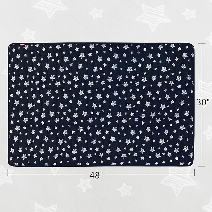 Dog Crate Mat (48" X 30"), Soft Dog Bed Mat with Cute Prints, Personalized Crate Pad, Anti-Slip Bottom, Machine Washable Kennel Pad, Black