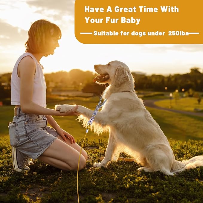 Dog Tie Out Cable 10/15/20/25/30FT Dog Run Cable Rosy Pink/Blue/Purple/Silver/Red/Green/YellowTie Out Cable for Large Dogs Heavy Duty for Outside Hold Large Dogs Up to 250LBS