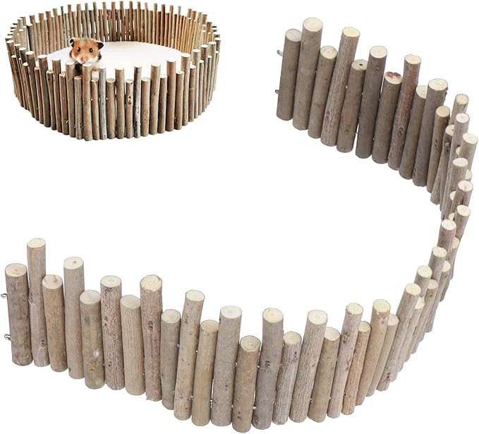 Ejoyous Hamster Wooden Bridge, Wood Ladder Hamster Fence Hideout Cage Bedding Climbing Toys for Syrian Hamsters Gerbil Small Animals (50CM Fence)