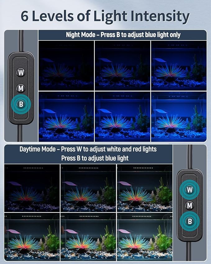 Pawfly 28W Aquarium LED Light for 36 to 42 Inch Fish Tanks Extendable Fish Tank Light with Full Spectrum Brilliant White Blue Red Lights with Daytime & Night Modes and Adjustable Brightness