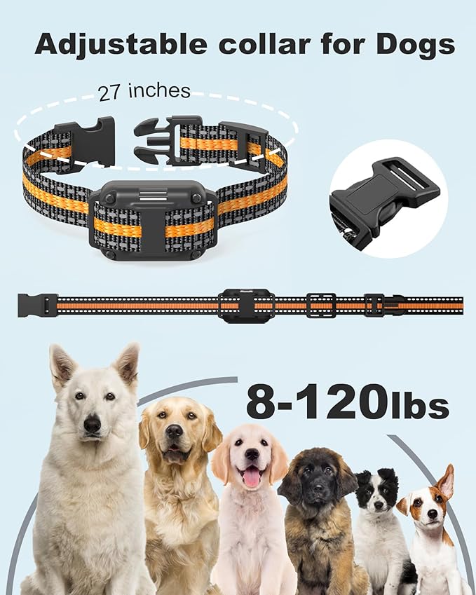 Dog Shock Collar with Remote Control - 3300FT Rechargeable IP67 Waterproof Training Collar for Dogs 8-120 lbs with Beep, Vibration, Shock, Flashlight