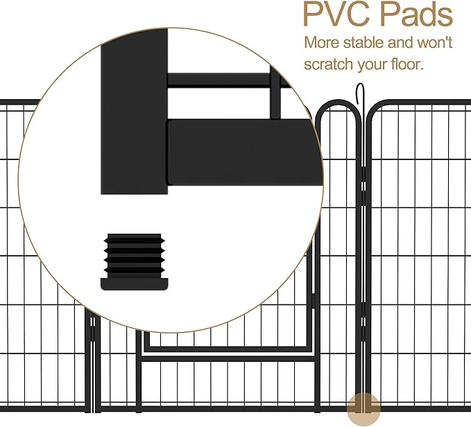 Dog Playpen, Outdoor Dog Fence, 16 Panels, 40" H Dog Pen for Large/Medium/Small Dogs, Heavy Duty Metal Pet Fence with Gate, Portable Dog Fence for RV Camping and Yard (Black)