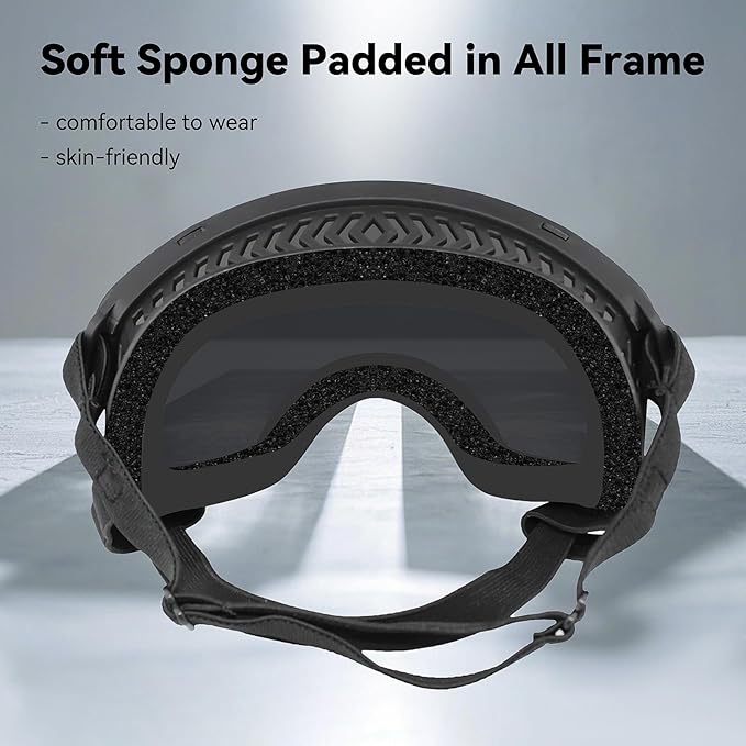 Dog Sunglasses UV Protection Clear Dog Goggles Windproof Glasses with Elastic Straps for Medium-Large Breed, Black Frame + Silver Lens