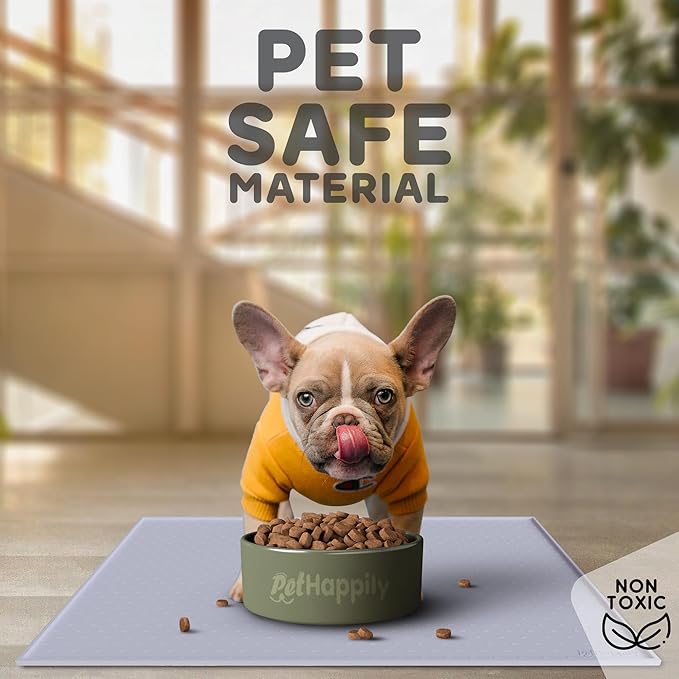 Dog Food Mat - 28x18 Raised Edges Dogs Mat for Food and Water Prevent Spill, Waterproof Cat Food Mats Protect Floors, Easy Clean Dog Bowl Mats for Food and Water, Silicone Pet Feeding Placemats