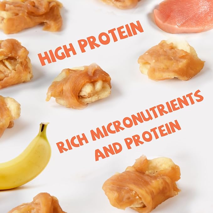 Dog Treats Chicken Wrapped Banana Slices with 1% Taurine, Healthy Training Snacks Rich in Natural Fiber, Rawhide-Free Grain-Free Soft Chews for Small Medium Dogs, 10.6oz