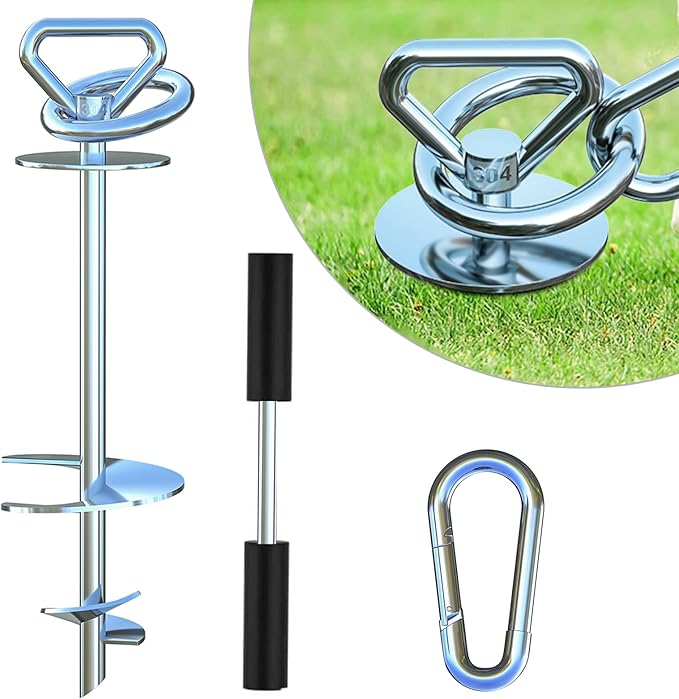 Dog Tie Out Stake,360° Swivel Dog Run Anchor,Dog Runner for Yard,Heavy Duty Dog Stake for Large Dogs up to 200 lbs-Dog Stake for Yard Outdoor Camping
