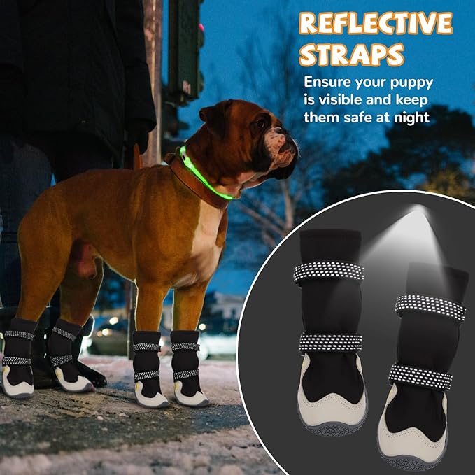 Dog Shoes for Large Small Medium Dogs, Dog Snow Boots Winter, Dog Booties and Paw Protectors to Prevent Licking, Anti-Slip Dog Shoes with Reflective for Hot Pavement,Hardwood Floors, Hiking (Size 5)