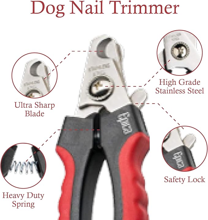 Epica Professional Dog Nail Clipper - Dog Nail Trimmer for Large Dogs - Easy and Safe Pets Grooming Clippers - Cat Claw Trimmer with Safety Guard (Large)