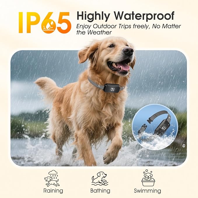 Dog Bark Collar for Large Medium Small Dogs, Rechargeable No-Bark Collar, Smart Barking Collar, Effective Bark Collar with 7-Level Sensitivity, 3 Beep & Vibration Modes, Waterproof, Black