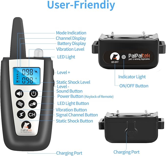 PaiPaitek Bark Collar with Remote, Automatic Bark and Training Collar Combo with Beep, Vibration, Shock, Auto Bark Mode, Up to 3300ft Range Dog Shock Collar for Small, Large and Medium Dogs