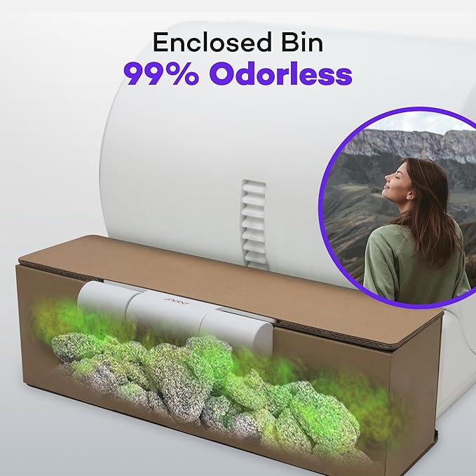 (Upgraded) Popur X5 Self Cleaning Cat Litter Box - Unique Open Top Split System - Automatic Litter Scooping Robot, Odor-Seal, 24 Inch Tray, 30-Day Capacity, 33 lbs. Load, 99% Leakproof (Cardboard Bin)