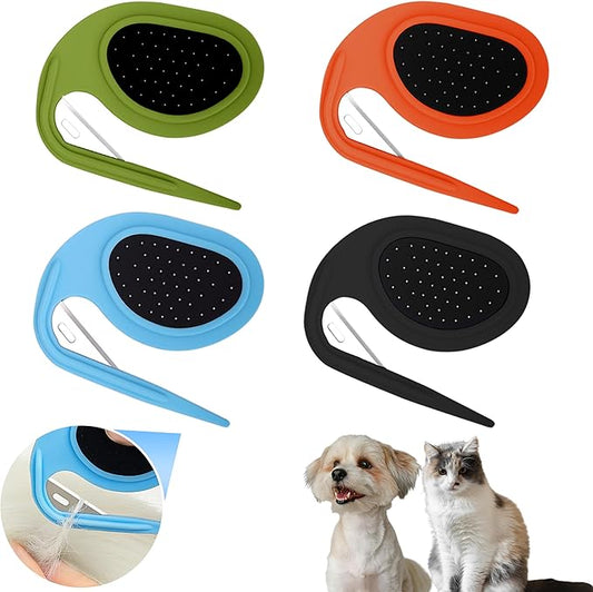 Upgraded 4Pcs Cat Dog Knotting Comb Set - Safer Non-Slip Handle Pet Grooming Tool, Universal Knot Remover Comb for Cats and Dogs, Pet Grooming Supplies (Knotting Cut Combs, Count, 1)