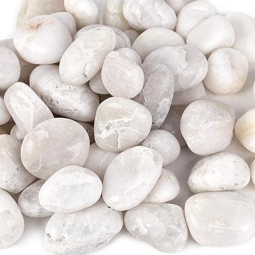 DomeStar 2.7lb White River Rocks, Polished Pebbles Decorative White Stones for Landscaping Vase Filler Fish Tank Aquariums Garden Outdoor and Indoor DIY