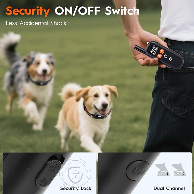 Dog Shock Collar 2 Dogs (15-120Lbs),4200FT Dog Training Collar with Remote IPX7 Waterproof Shock Collar for Small Medium Large Dogs with Flashlight, Anti-Bark Collar,4 Training Modes