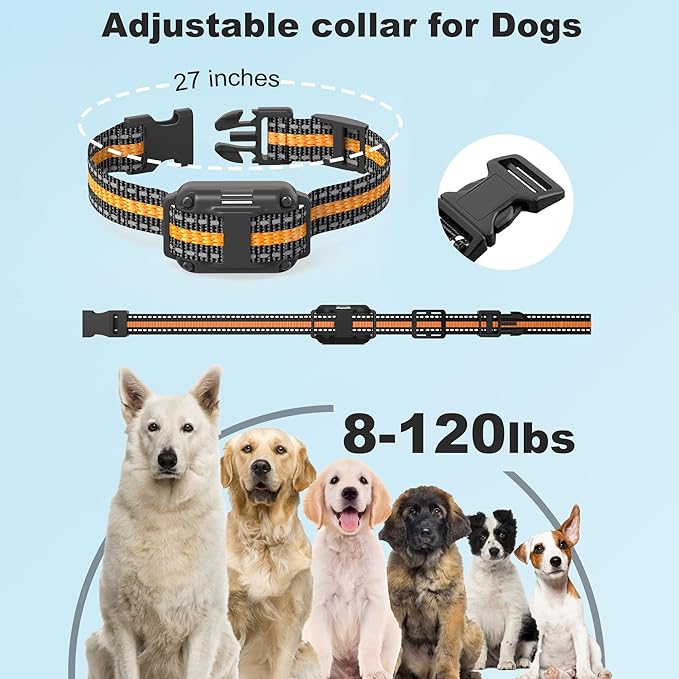 Dog Shock Collar with Remote,Dog Training Electric Collar 3300FT,IP67 Waterproof LED Light Electric Collar with Beep,Safe Shock,Vibration Modes for 8-120lbs Small Medium Large Dogs