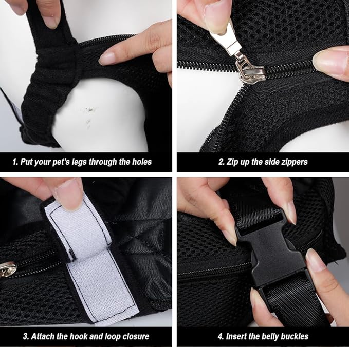 FEimaX Dog Carrier Backpack Pet Legs Out Front Cat Travel Bag, Adjustable Puppy Backpacks Carriers Hands-Free for Small Medium Dogs Cats Hiking Traveling Camping Daily Walking (Medium, Black)