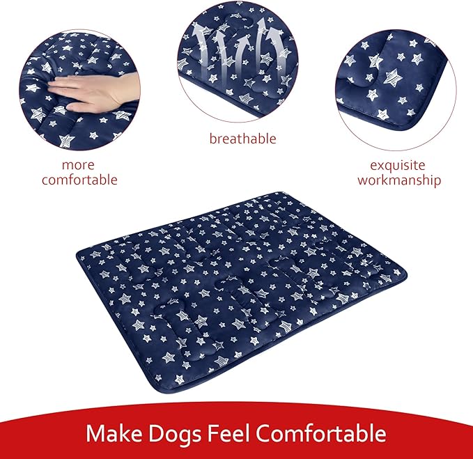 Dog Crate Mat (42" X 28"), Soft Dog Bed Mat with Cute Prints, Personalized Crate Pad, Anti-Slip Bottom, Machine Washable Kennel Pad