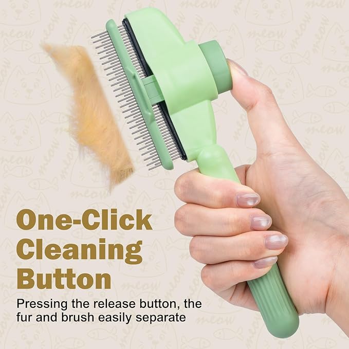 Cat Comb Dog Comb Pet Hair Removal Tool 6 Pack, Flea Combs for Cats and Dog, Grooming Brush with One-Click Self-Cleaning, Pet Grooming Supplies for Cats & Dogs