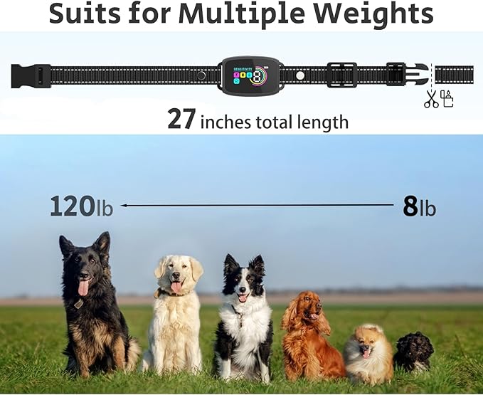 Bark Collar for Large Dogs, Anti Bark Collar for Medium Dogs, Smart Bark Collar, Rechargeable Training Collar IP67 Waterproof, 8 Adjustable Sensitivity Beep Vibration
