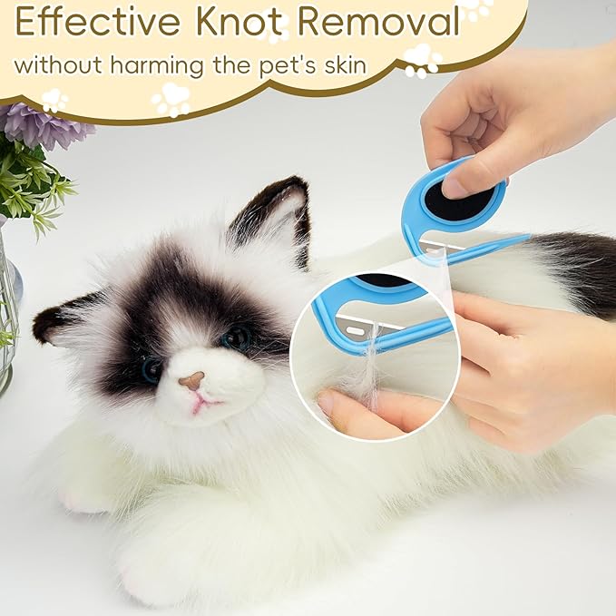 Upgraded 4Pcs Cat Dog Knotting Comb Set - Safer Non-Slip Handle Pet Grooming Tool, Universal Knot Remover Comb for Cats and Dogs, Pet Grooming Supplies (Knotting Cut Combs, Count, 1)
