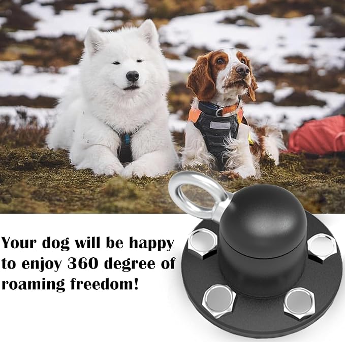 Dog Tie Out Stake Anchor, 360° Swivel Dog Tie Out Cable Runner for Yard Camping (Black)
