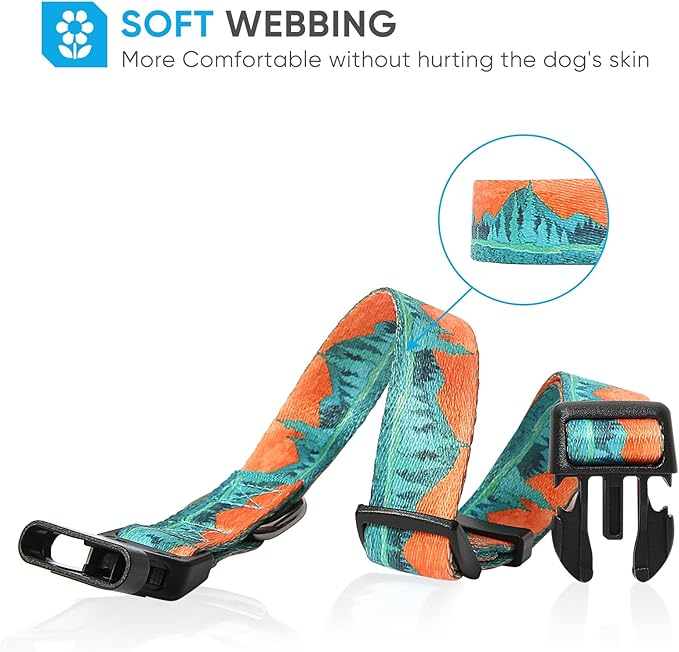 HEELE Dog Collar, Adjustable Soft Dog Collar for Small Medium Large Dogs,Floral Patterned Puppy Collars with Quick Release Buckle XS Length 8.5''-11''