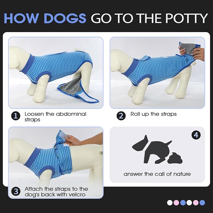 FUAMEY Recovery Suit for Dogs After Surgery,Soft Breathable Dog Bodysuit E-Collar & Cone Alternative Surgical Suit,Male Female Dog Neuter Spay Suits Anti Licking Wounds Onesie Navy Blue Strips S