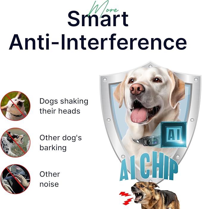 My Pet Command 2-1 Dog Bark Collar with Fob Remote Tag. Smart AI Anti Barking training collar rechargeable 5 sensitivity levels, Beep Vibration, static correction. large medium & small dogs Waterproof