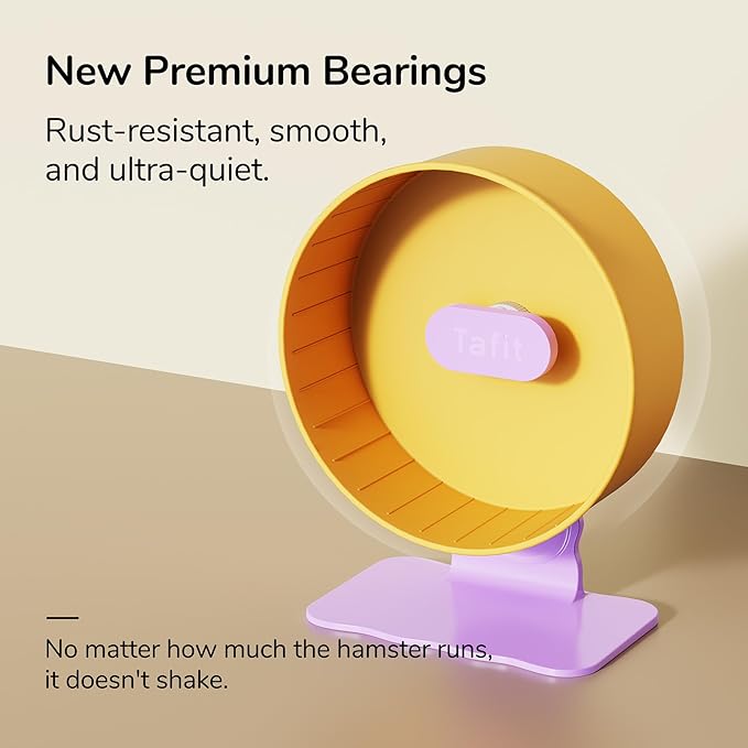 Quiet Hamster Wheel 10.2 Inch Dual-Bearings Silent Small Animals Running Exercise Wheel Height Adjustable for Syrian Hamsters, Gerbils, Rats, or Other Small Pets, Taro Purple