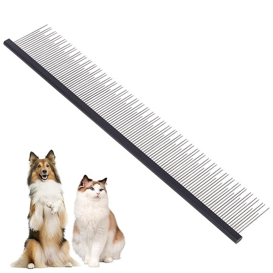 8.5 Inch Upgrade Black Professional Cat Comb,Dual-Tooth Pet Grooming Comb Anti-Static Smooth Rounded Corners Prevent Friction Breakage and Irritation,Removing Tangles,Knots,Undercoat and Excess Hair