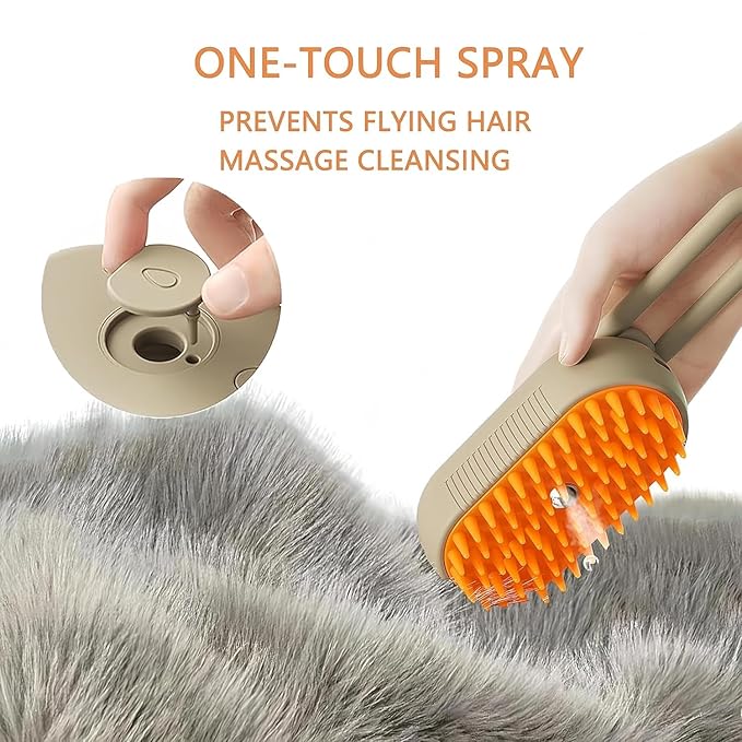 4 in 1 Cat Steam Brush,cat brushes for indoor cats,Rechargeable Steam Cat with Steam,Anti-Static Steam Pet Brushes for Dogs Cats(Khaki)