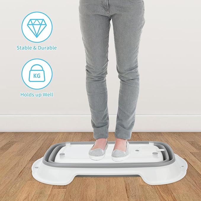 FHTONGE 7.13 Gal/27L Raised Collapsible Dog Bathtub with Drain Hair Catcher, Multifunctional Pet Washtub for Small to M Dog, Portable Puppy Tub Cat Shower Basin Laundry Basket Storage Organize Bucket