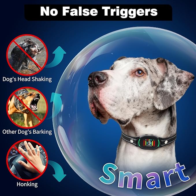 PetJoy Smart Bark Collar, Anti Bark Collar with Optional Shock, Dog Bark Collar for Small Medium Large Dogs - Vibration or Shock Mode 2 in 1 (3 Sensitivity Levels)