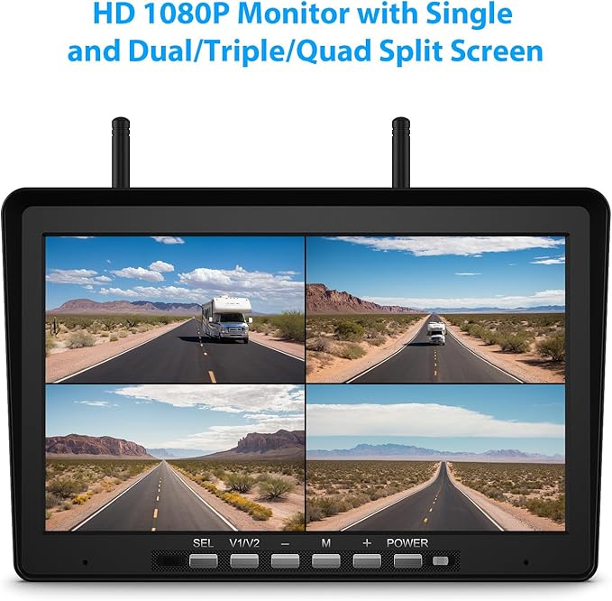 10.1" RV Backup Camera Wireless System Plug and Play, Pre-Wired for Furrion RV Trailer Camper Motorhome, HD 1080P DVR Monitor with Rear View Camera, IR Night Vision IP69K Waterproof, BY5