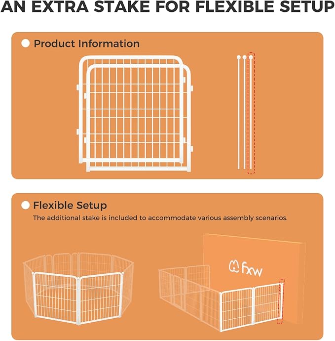 FXW Homeplus Unleashed Indoor Dog Playpen - Stress-Free and Safe Play, Heavy Duty 24 Inch 2 Wire Panels Dog Pen for Puppy and Small Dogs, White│Patented