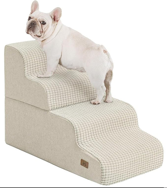 Dog Step for Bed, Dog Stair 4-Step 35D Pet Stair 19.7" H for High Bed or Sofa Non-Slip Balanced Pet Step Indoor, Beige