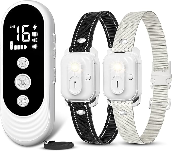 Dog Shock Collar 2 Dogs, 3300ft Dog Training Collar with Remote, IPX7 Waterproof Rechargeable Sleek Modern for All Dogs with Beep, Vibration, Safety Shock, Light Mode, 8-120 lbs NF