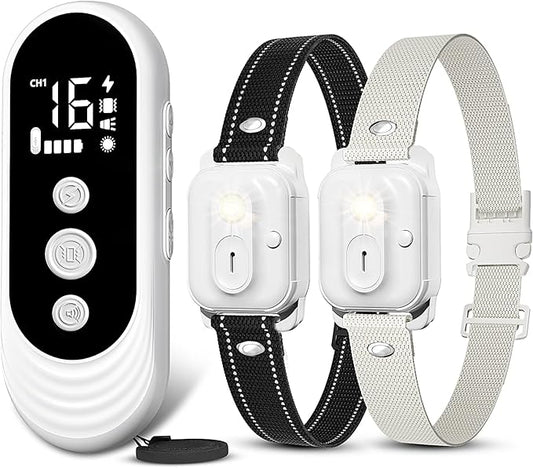 Dog Shock Collar 2 Dogs, 3300ft Dog Training Collar with Remote, IPX7 Waterproof Rechargeable Sleek Modern for All Dogs with Beep, Vibration, Safety Shock, Light Mode, 8-120 lbs NF