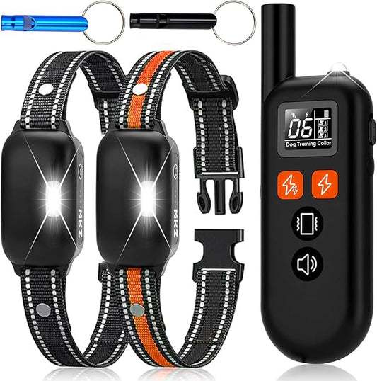 Dog Shock Collar 2 Dogs (15-120Lbs),4200FT Dog Training Collar with Remote IPX7 Waterproof Shock Collar for Small Medium Large Dogs with Flashlight, Anti-Bark Collar,4 Training Modes