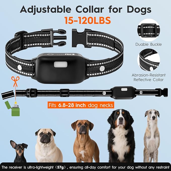 Dog Shock Collar 2 Dogs (15-120Lbs),4200FT Dog Training Collar with Remote IPX7 Waterproof Shock Collar for Small Medium Large Dogs with Flashlight, Anti-Bark Collar,4 Training Modes