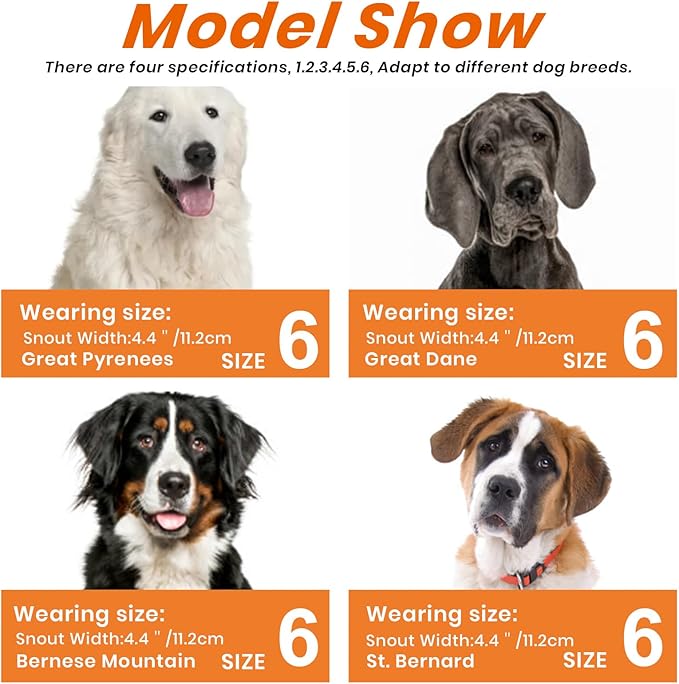 Dog Muzzle, Basket Muzzle Anti Biting Chewing, Sturdy Lightweight Muzzle Allows Panting Drinking, Cage Muzzle for Small Medium Large Dogs, Suitable for Grooming Trimming Training (Size 6)