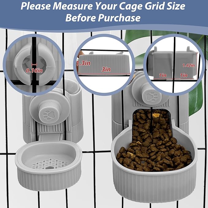 Fhiny Rabbit Food Dispenser, 40oz Large Capacity Hanging Gravity Bunny Feeder for Cage Automatic Guinea Pig Feeding Bowls Pet Food Storage for Bunny Guinea Pig Chinchilla Ferret Cat Puppy