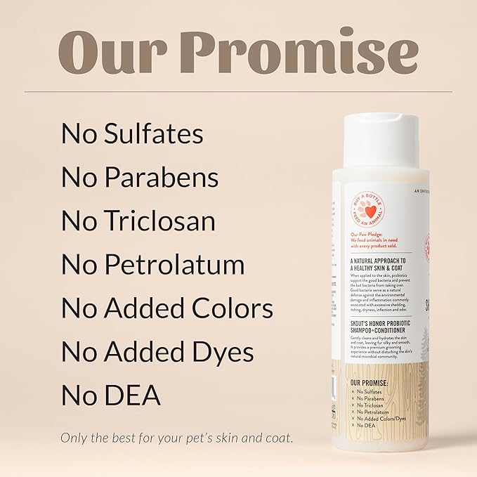 Skout's Honor Probiotic Pet Shampoo & Conditioner with Avocado Oil & Omega-3s, 97% Natural, Paraben & Sulfate-Free, Cruelty-Free, 16oz, Dog of The Woods